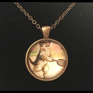 Vintage Style Tennis Cat Necklace